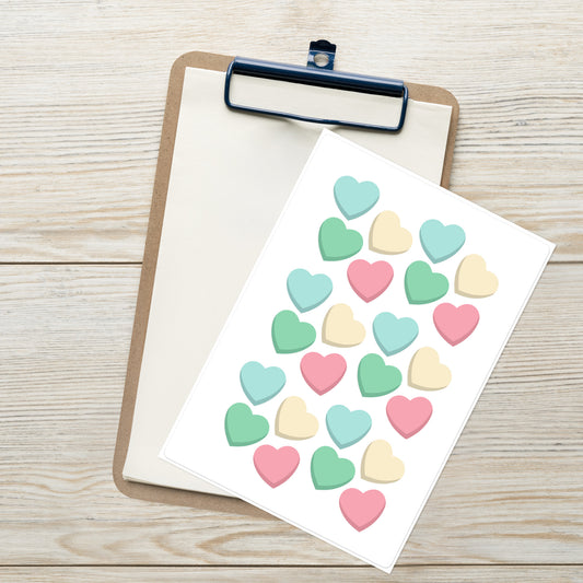 Multi Color Hearts Sticker sheet